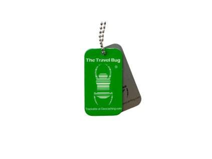 GREEN Geocaching QR Travel Bug® - Glow in the dark