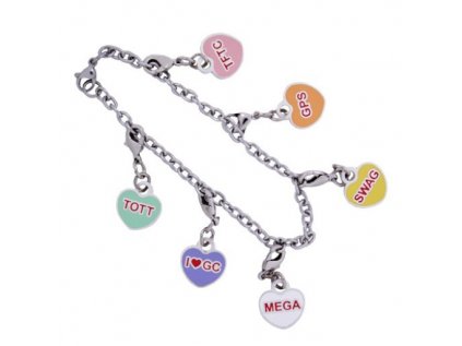 "I Heart GC" Trackable Charm Bracelet/"I Heart GC" Trekovate?ný náramok/Geocaching